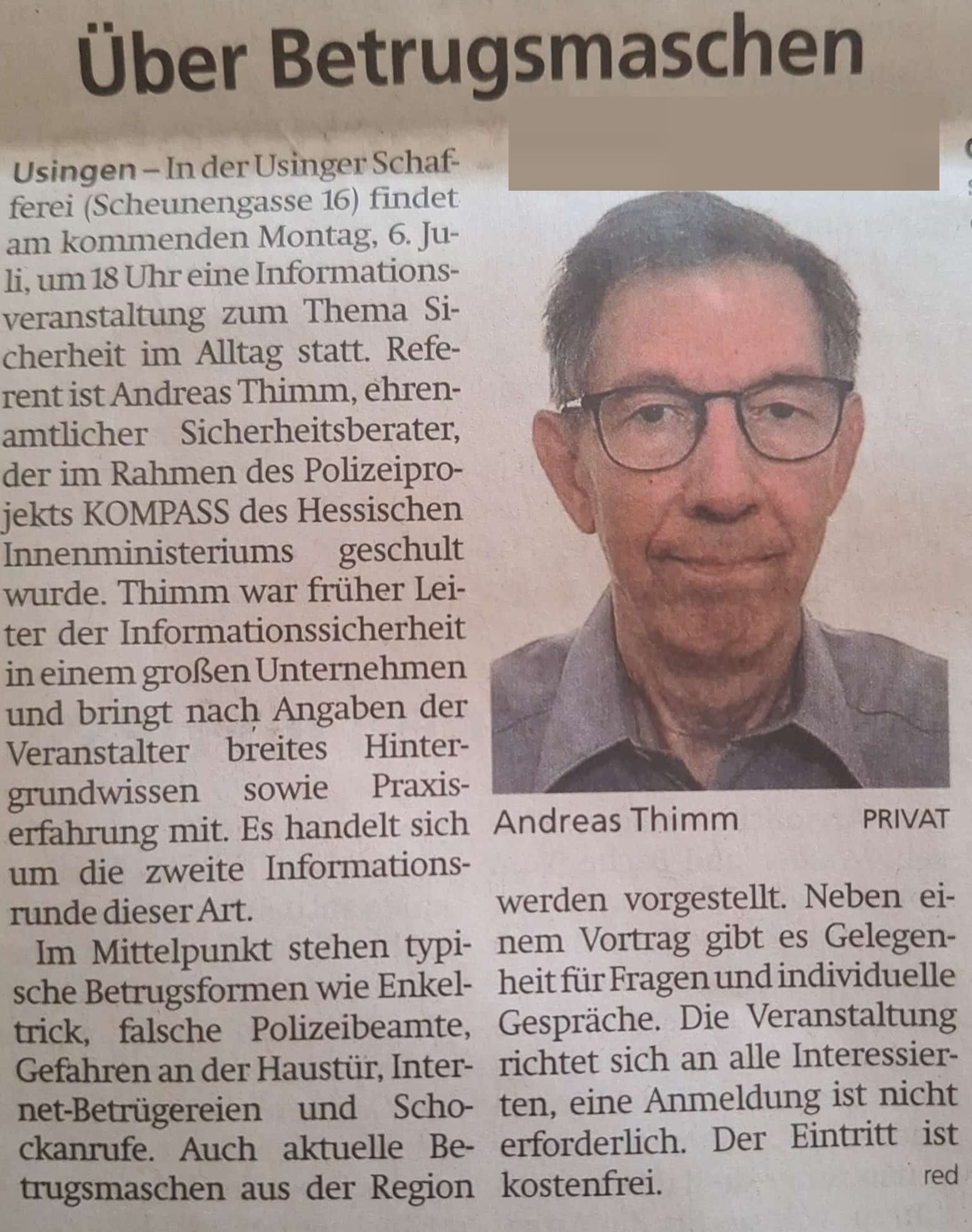 Über Betrugsmaschen