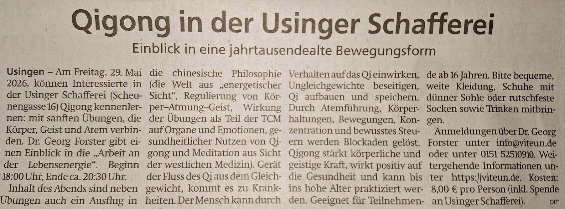 Qigong in der Usinger Schafferei