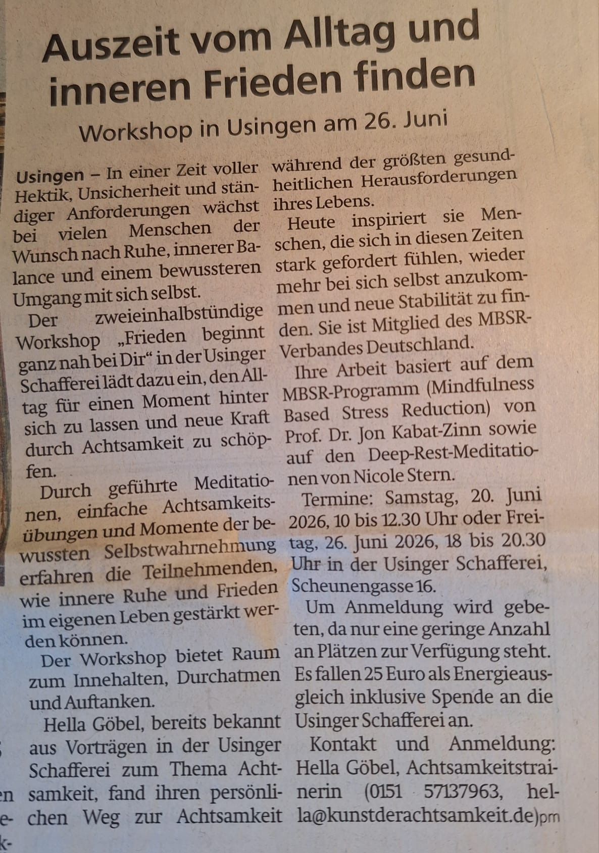 Auszeit vom Alltag und inneren Frieden finden